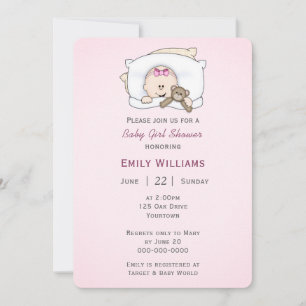 Invitación Niña con Oso de Peluche