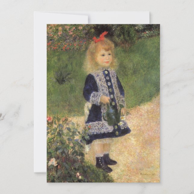 Invitación Niña con regadera de Renoir, Fiesta de cumpleaños (Anverso)