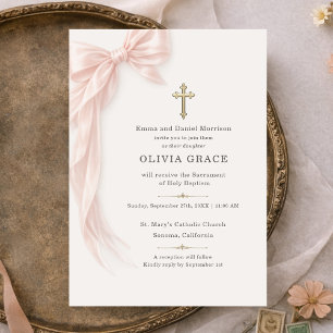 Invitación Niña Coqueta Rosa Bautizo Arco