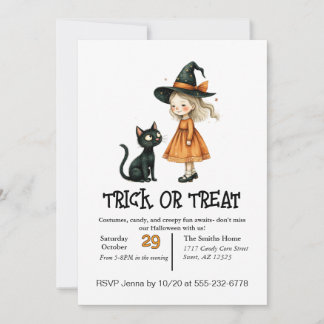 Invitación Niña Cuidada Y Su Gato