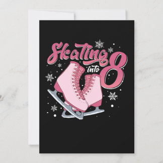 Invitación Niña de 8 años patinando sobre hielo en su cumplea