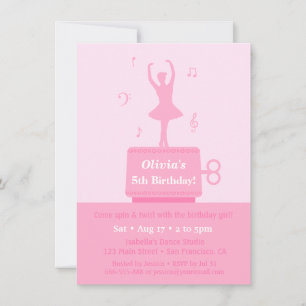 Invitación Niña de caja de música bailarina Cumpleaños Fiesta