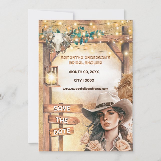 Invitación Niña de caucásica occidental luce la novia (Anverso)