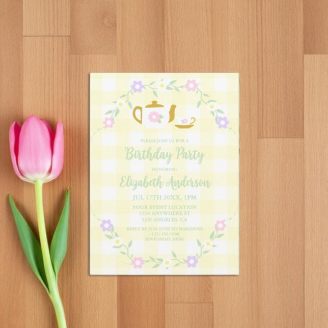 Invitación Niña de cumpleaños 2 tomando té para dos (Subido por el creador)
