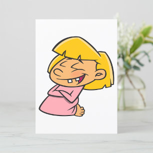 Invitación Niña de dibujos animados feliz riendo