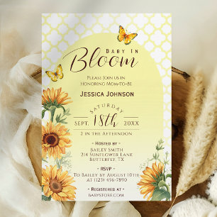 Invitación Niña de Girasol Mariposa Cumpleaños Baby en Florac