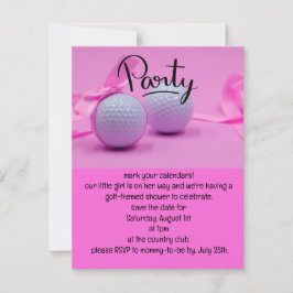 Invitación Niña de golf es Chica en fondo rosado