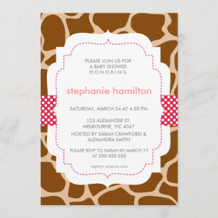 Invitación Niña de la cinta del lunar del estampado de