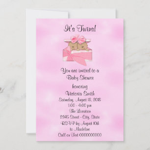 Invitación Niña de la etnia gemela de Baby Shower