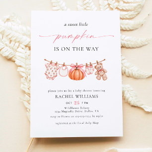 Invitación Niña de la Ropa de Calabacita Baby Shower
