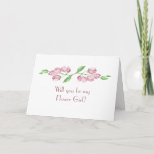 Invitación Niña de las flores de boda de cerezo en acuarela
