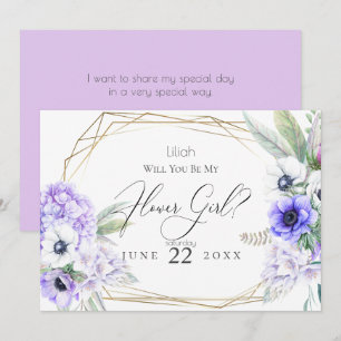 Invitación Niña de las flores Flor de Anemone Violeta