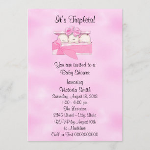 Invitación Niña de los tríos de Baby Shower