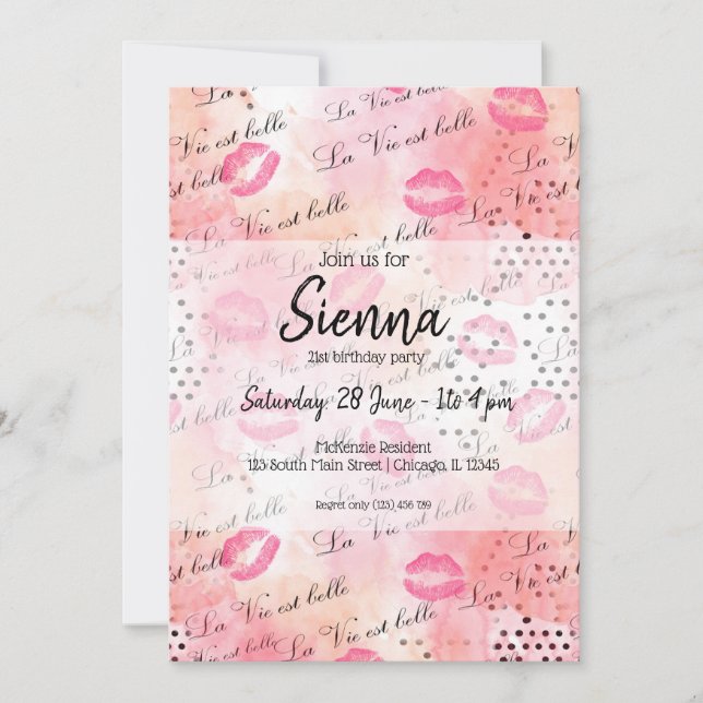 Invitación Niña de moda (Anverso)