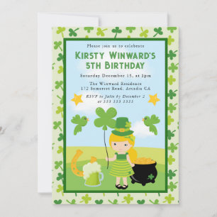 Invitación Niña de pelo rubio lindo cumpleaños de niños de Sa