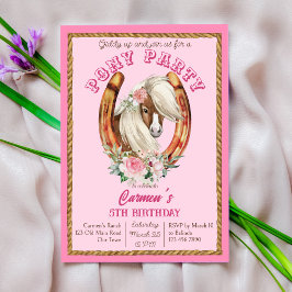 Invitación Niña de pink pony de cumpleaños fiesta de cowgirl