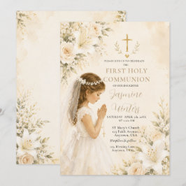Invitación Niña de Primera Comunión Floral