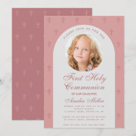 Invitación Niña de Primera Comunión Foto Arco Polvoriento Ros
