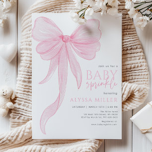 Invitación Niña de Sprinkle de lazo rosa delicado
