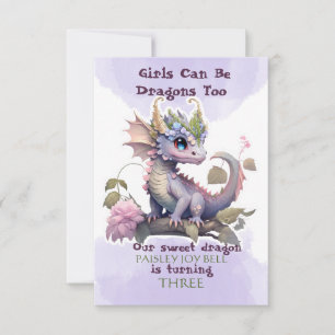 Invitación Niña de tres años dragón