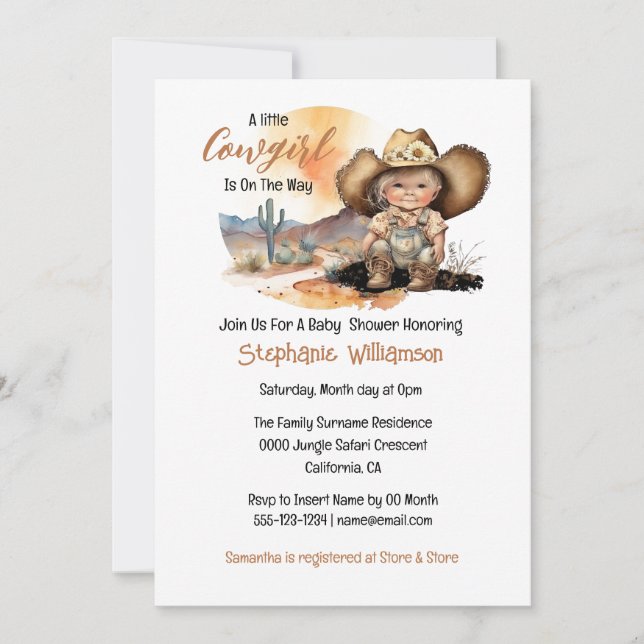 Invitación Niña de vaca con botas de vaquero gorra en Texas p (Anverso)