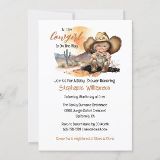 Invitación Niña de vaca con botas de vaquero gorra en Texas p