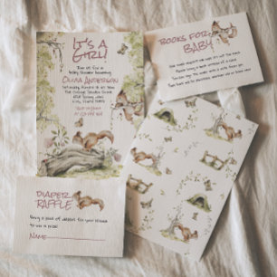 Invitación Niña del Bosque Ardillas Cumpleaños Bosque Dulce S