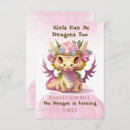 Invitación Niña Dragón de Dos Años