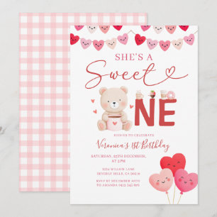 Invitación Niña Dulce Oso Cumpleaños Regalo Fiesta de San Val