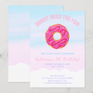 Invitación Niña Dulce Rosa No Extraña El Divertido Cumpleaños