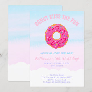 Invitación Niña Dulce Rosa No Extraña El Divertido Cumpleaños