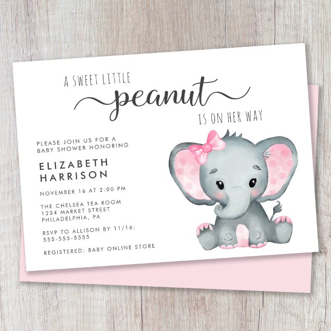 Invitación Niña elefante linda ducha (Subido por el creador)