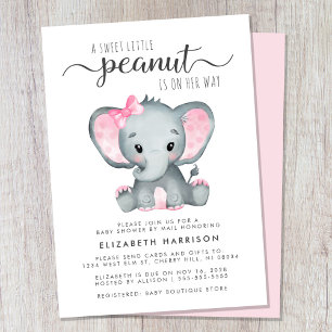 Invitación Niña elefante linda ducha por correo