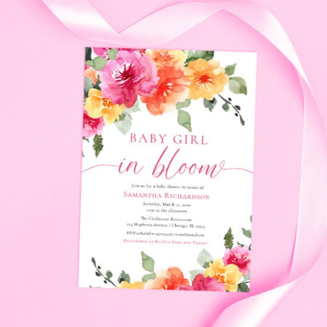 Invitación Niña en floral de primavera colorida en Bloom (Subido por el creador)