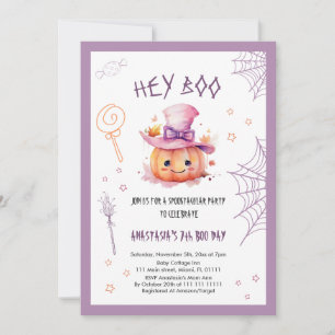 Invitación Niña Espeluznantemente Linda Cumpleaños 7 de Hallo