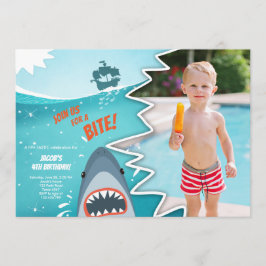 Invitación Niña fiesta de la piscina de cumpleaños de tiburón