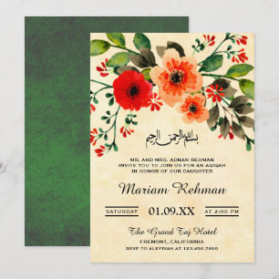 Invitación Niña Floral Vintada Aqiqah