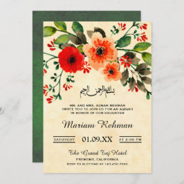 Invitación Niña Floral Vintage Aqiqah