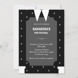 Invitación Niña gótica con vestido negro Cumpleaños