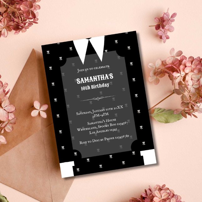 Invitación Niña gótica con vestido negro Cumpleaños (Subido por el creador)