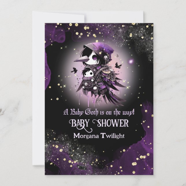 Invitación Niña gótico entregada por Crow Moonlight (Anverso)