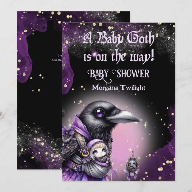 Invitación Niña gótico entregada por Crow Moonlight (Anverso / Reverso)
