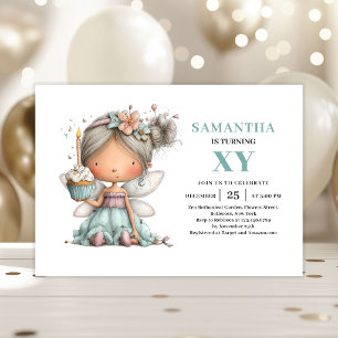 Invitación Niña Hada 4to Cumpleaños Dulce Caprichoso Pastel