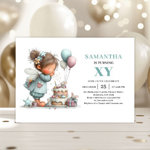 Invitación Niña Hada 4to Cumpleaños Mágico Caprichoso Lindo
