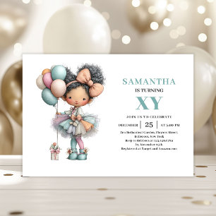 Invitación Niña Hada Adorable Cumpleaños 3 Pastel Caprichoso