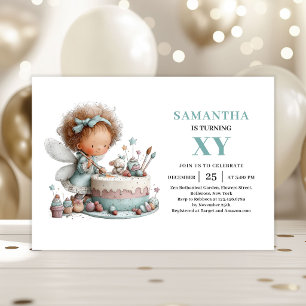 Invitación Niña Hada Adorable Cumpleaños 6 Fantasía Pastel