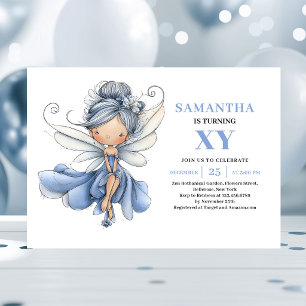 Invitación Niña Hada Azul Cumpleaños 6to Mágico Caprichoso