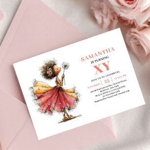 Invitación Niña Hada Brillante Cumpleaños 3 Rubor Floral