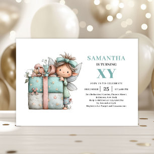 Invitación Niña Hada Caprichosa Cumpleaños 5 Magia Pastel