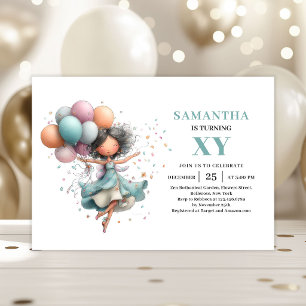 Invitación Niña Hada Caprichosa Cumpleaños 5 Pastel Dulce